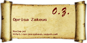 Oprisa Zakeus névjegykártya